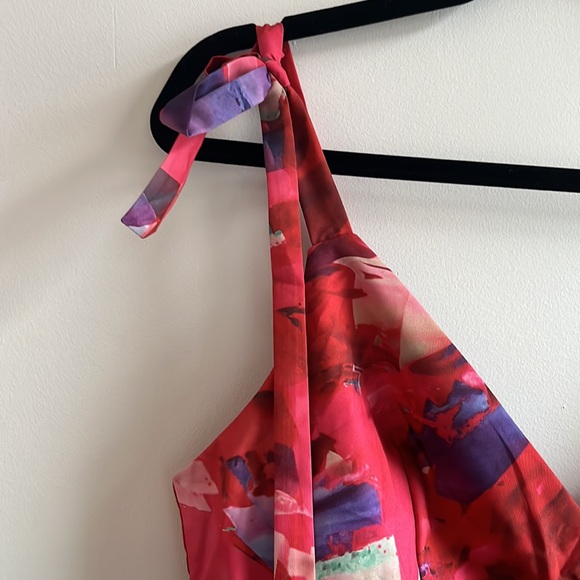 Lace-up Floral Sheath Dress with Slit - Picture 3 of 5